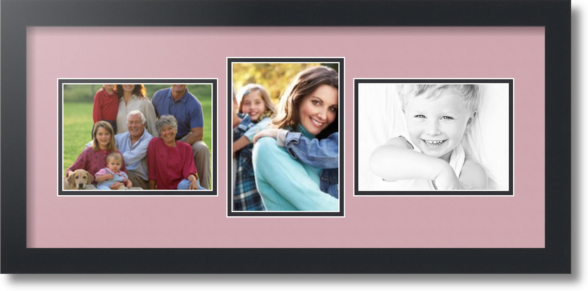 Satin Black Collage Picture Frame with 3 5x7 opening(s), Double