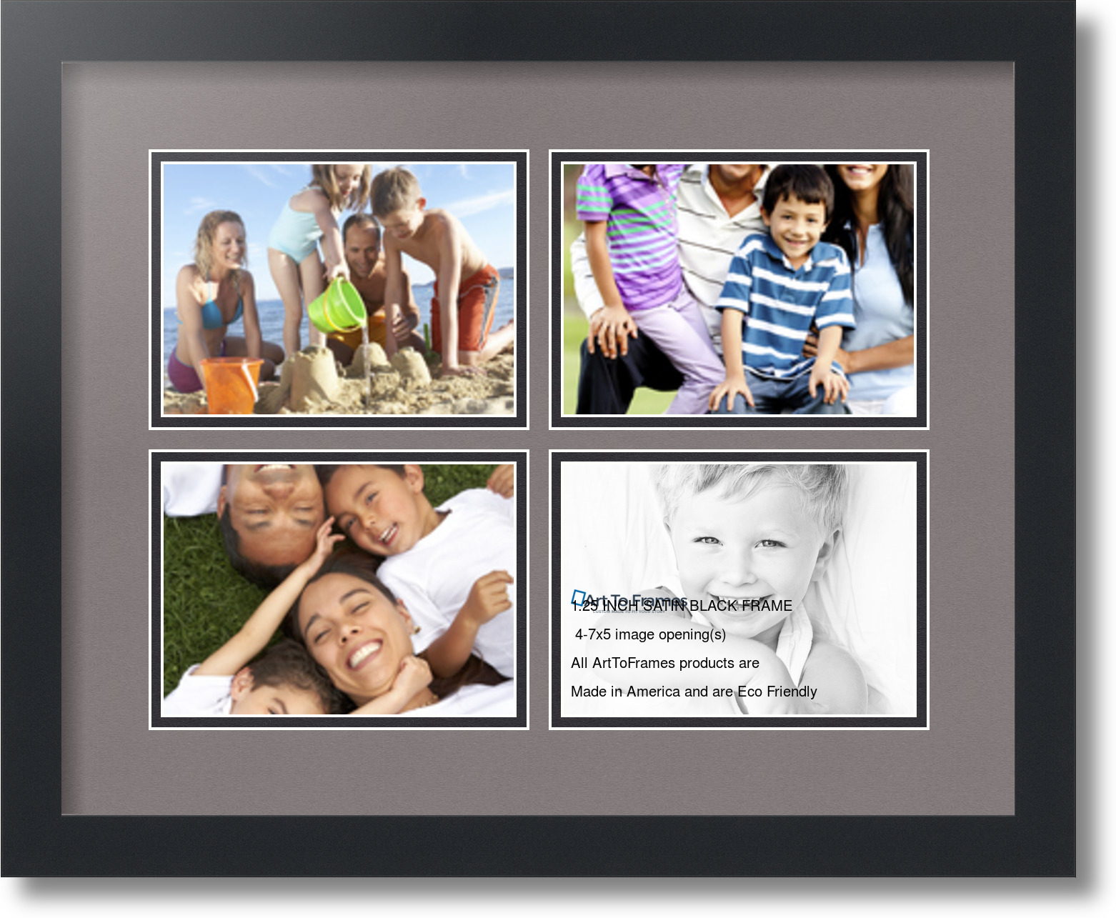 Satin Black Collage Picture Frame with 4 - 5x7 opening(s), Double ...