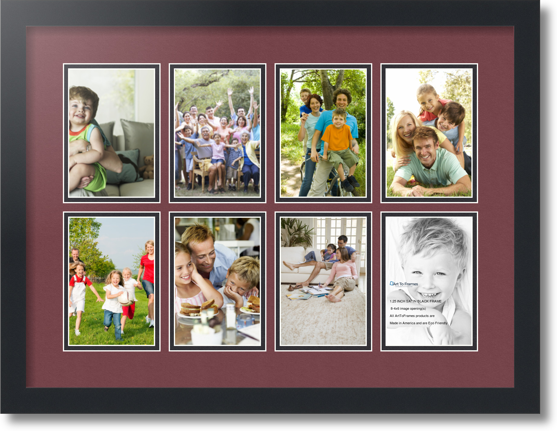 Satin Black Collage Picture Frame with 8 - 4x6 opening(s), Double ...