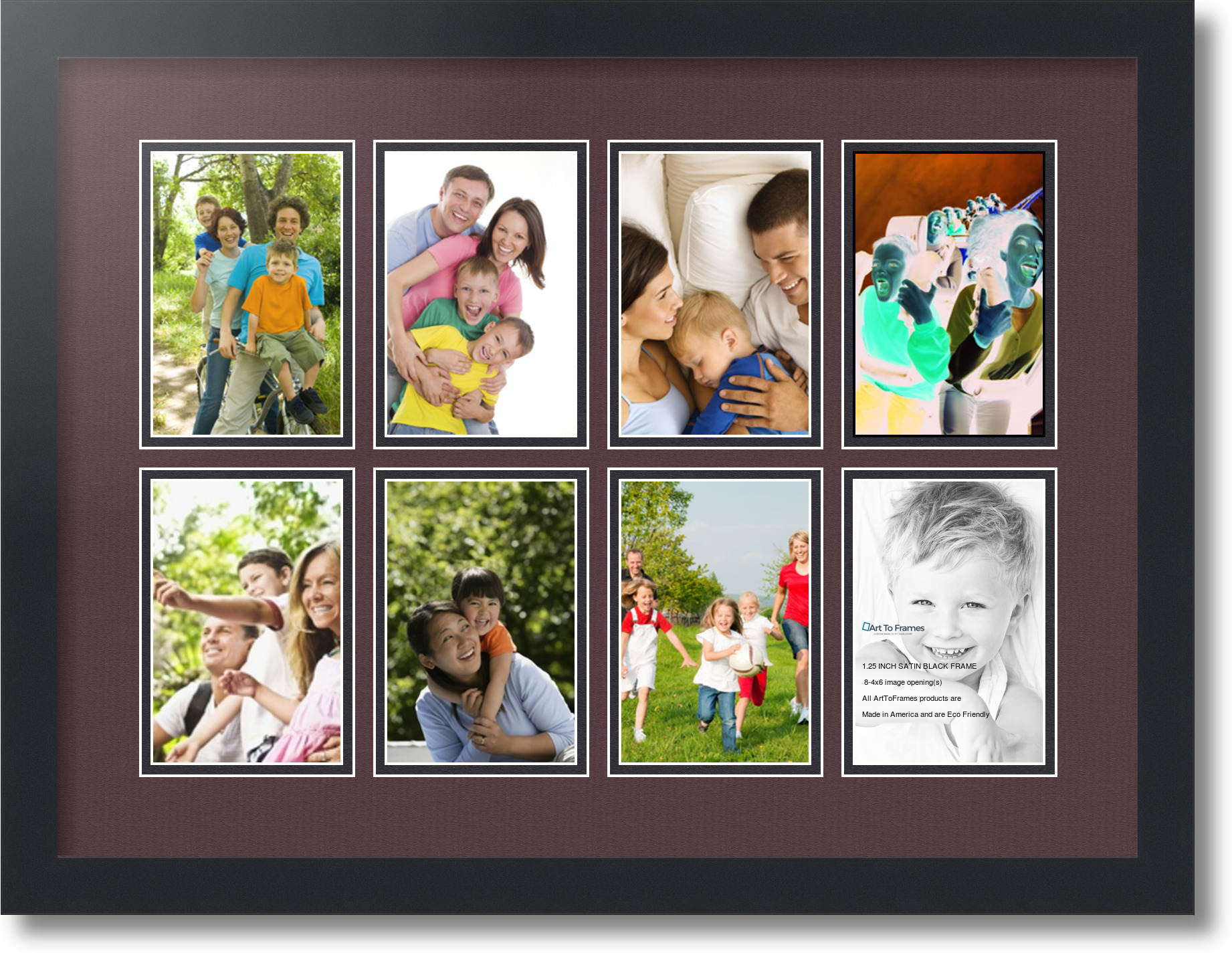 Satin Black Collage Picture Frame with 8 - 4x6 opening(s), Double ...