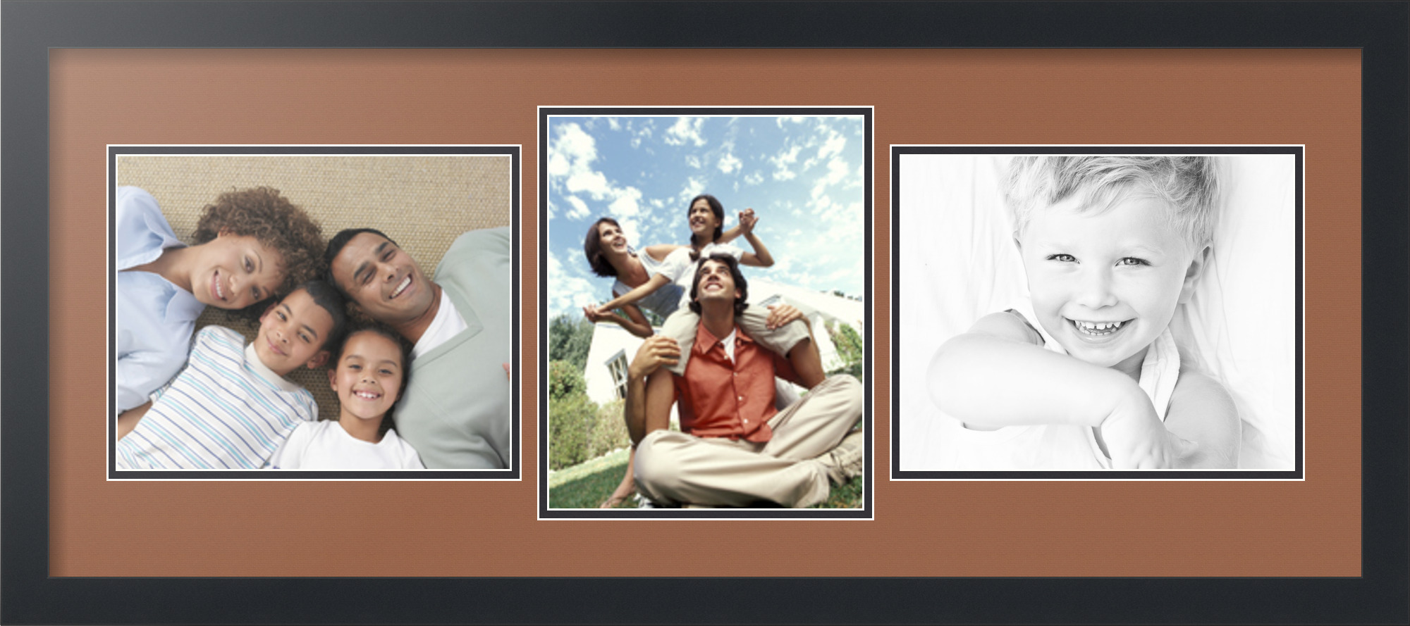 Satin Black Collage Picture Frame with 3 - 8x10 opening(s), Double ...