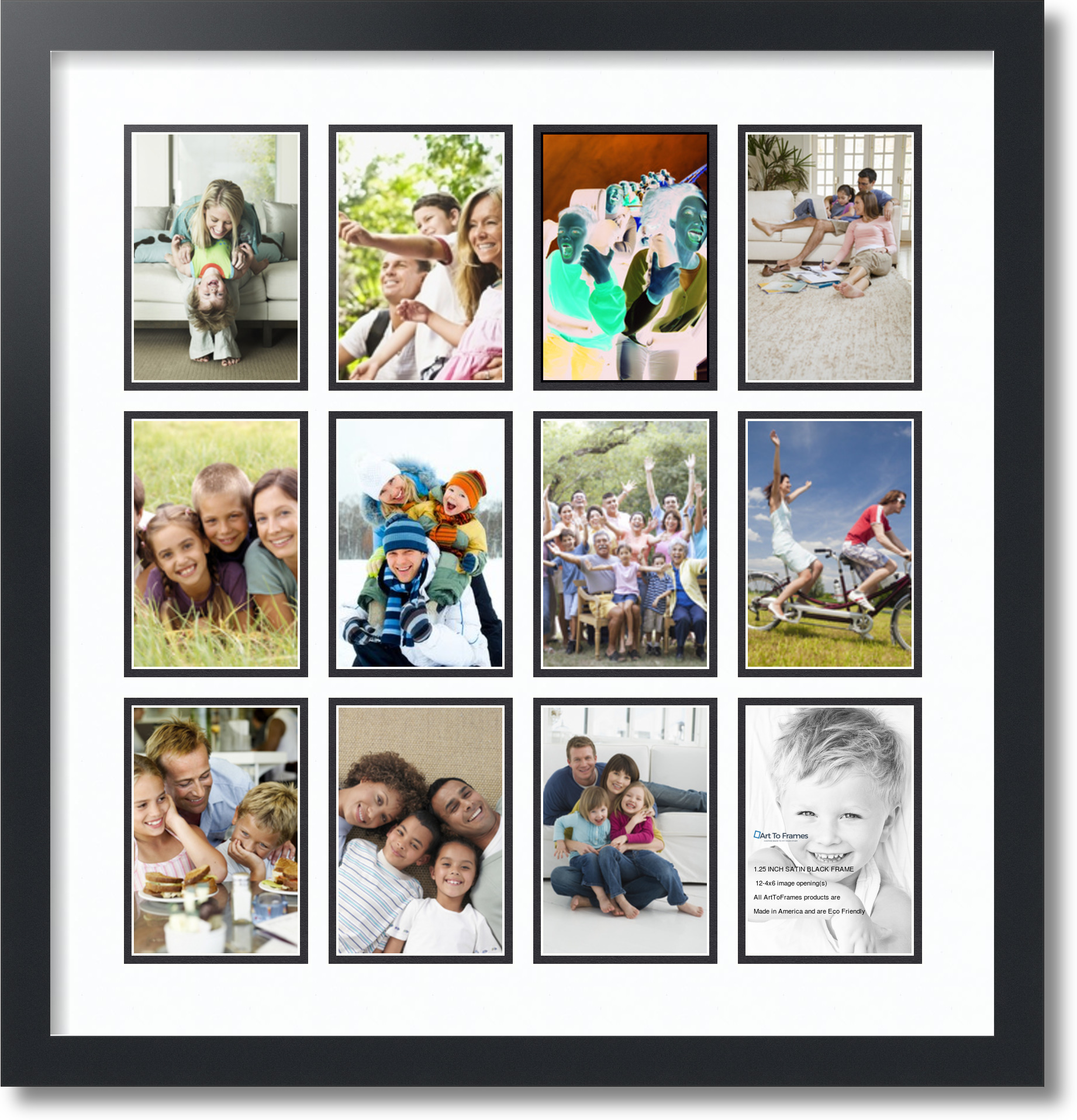 Satin Black Collage Picture Frame with 12 - 4x6 opening(s), Double ...