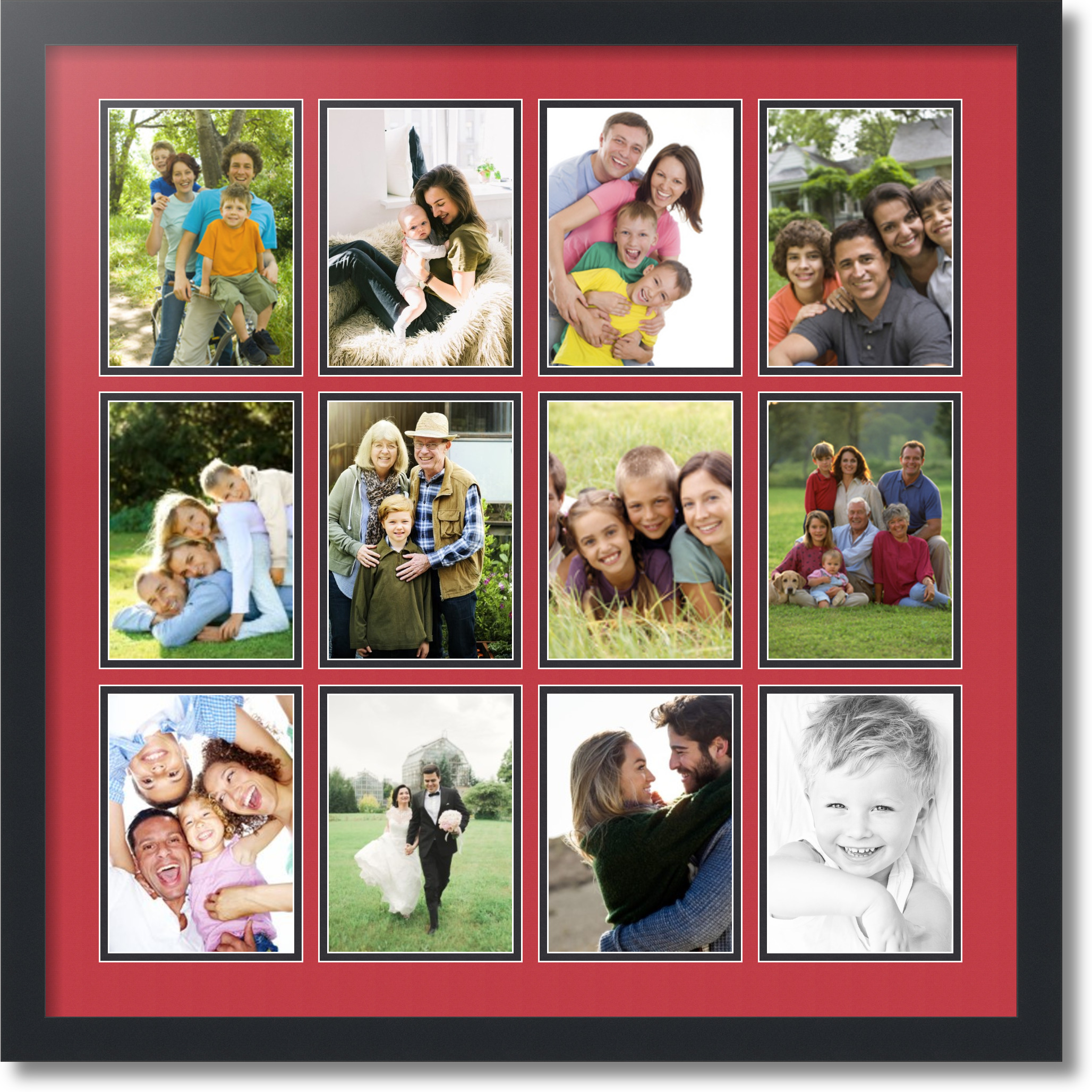 Satin Black Collage Picture Frame with 12 - 5x7 opening(s), Double ...