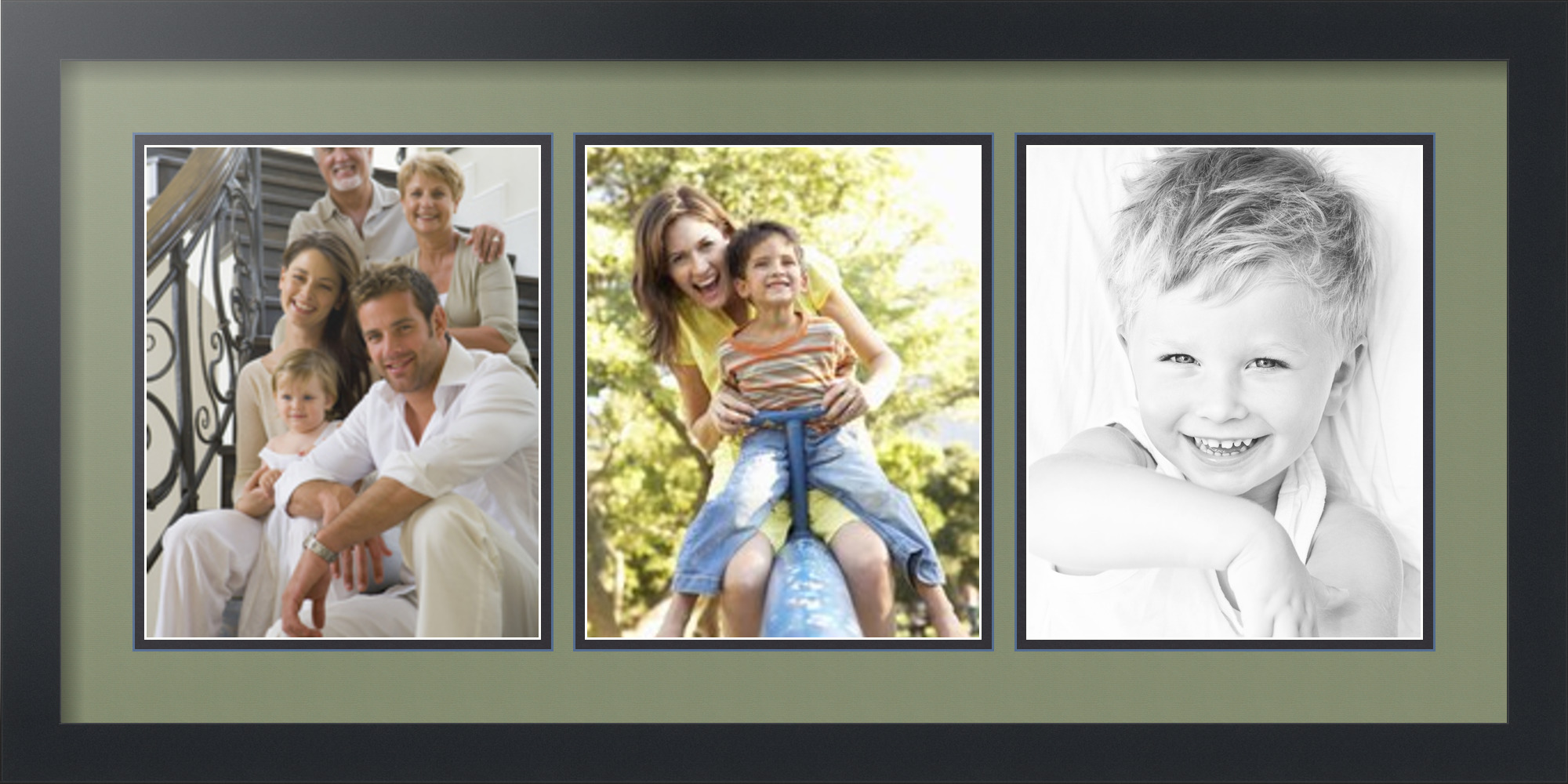 Satin Black Collage Picture Frame with 3 - 8x10 opening(s), Double ...